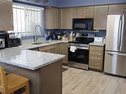 Kitchen with granite countertops